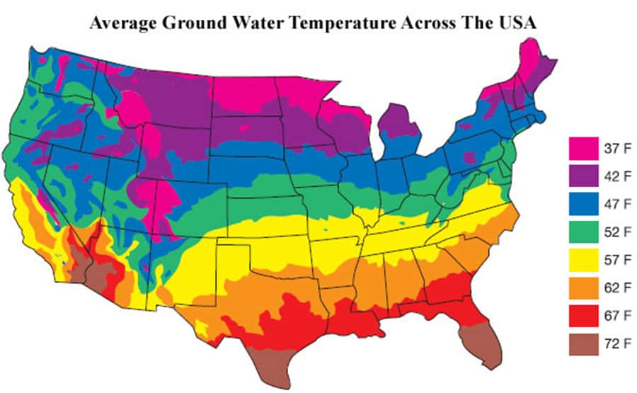 average ground water temperature across the usa lg