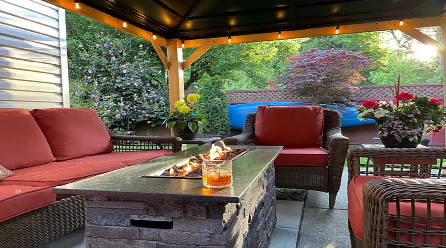 covered patio firepit lights