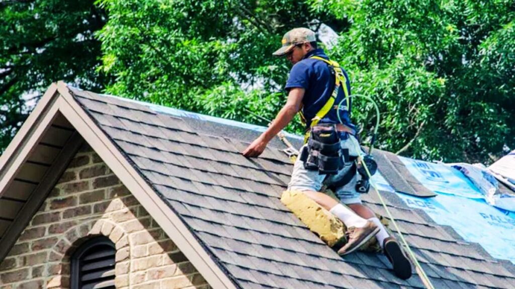 skilled roofer working