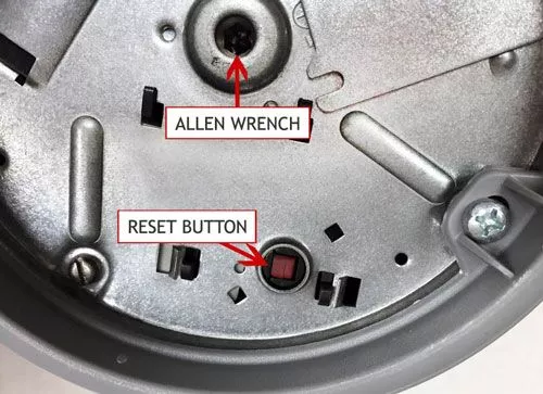 Garbage disposal is jammed reset button and allen wrench