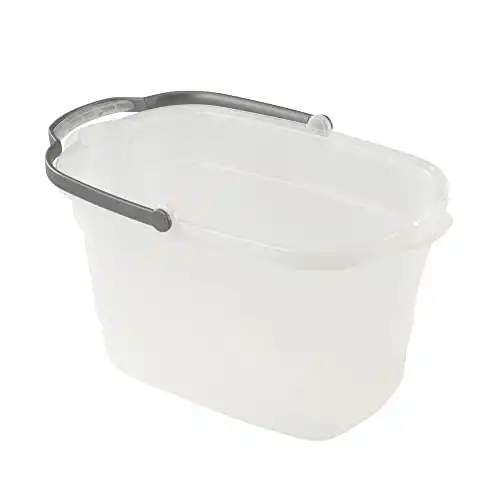 Casabella Plastic Rectangular Cleaning Bucket with Handle, 4 gallon, Clear