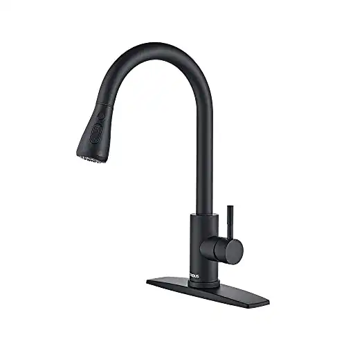 FORIOUS Matte Black Kitchen Faucets with Pull Down Sprayer
