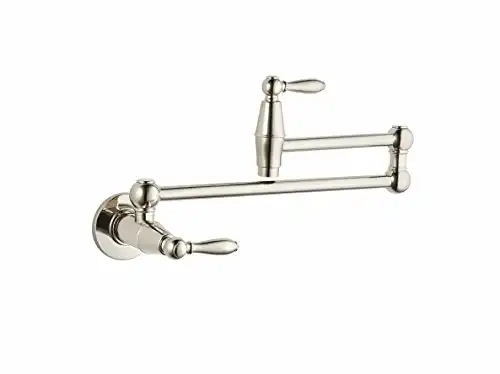 Pfister Port Haven Pot Filler Faucet, Wall Mounted Kitchen Faucet, Polished Nickel GT533TDD