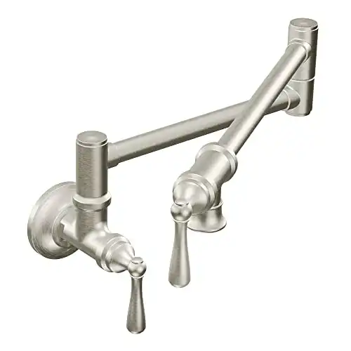 Moen Traditional Spot Resist Stainless Pot Filler Two-Handle Kitchen Faucet, S664SRS