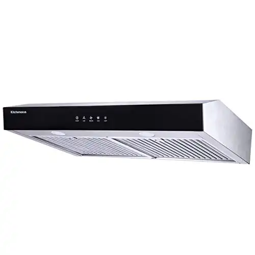 Kitchenexus Under Cabinet Black Vent Hood with LED Lighting and Hybrid Stainless Steel Filters