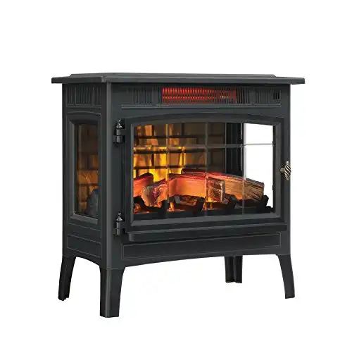 Duraflame DFI-5010-01 Electric Infrared Quartz Fireplace Stove with 3D Flame Effect, Black