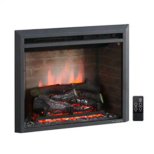 PuraFlame Western Electric Fireplace Insert with Fire Crackling Sound