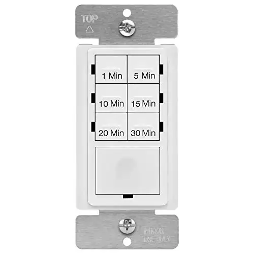 ENERLITES Countdown Timer Switch for bathroom fans and household lights, 1-5-10-15-20-30 Min Settings with Manual Override