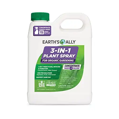 Earth's Ally 3-in-1 Plant Spray Concentrate | Insecticide, Fungicide & Spider Mite Control, for Indoor Houseplants & Outdoor Plants & Gardens - Insect, Pest & Antifungal Treatment...