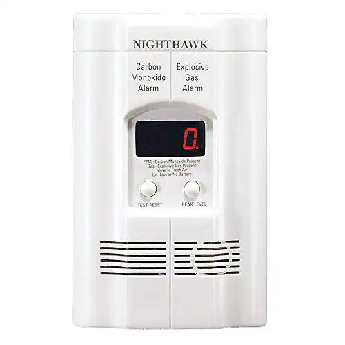 Kidde Nighthawk Carbon Monoxide Detector & Propane, Natural, & Explosive Gas Detector, AC-Plug-In with Battery Backup, Digital Display , White