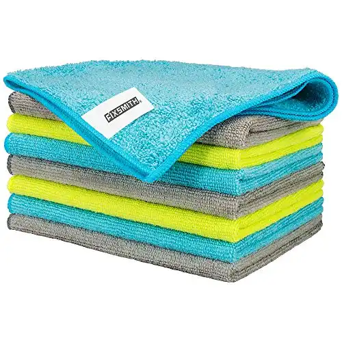 FIXSMITH Microfiber Cleaning Cloth - Pack of 8, Size: 12 x 16 in, Multi-Functional Cleaning Towels