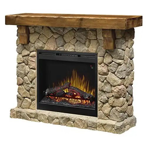 DIMPLEX Fieldstone Pine and Stone-look Electric Fireplace Mantel