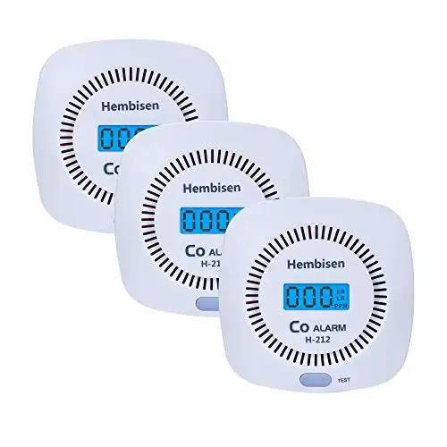 Hembisen Carbon Monoxide Detectors Alarm 3 Pack Co Detector Battery Powered with Digital Display for Home,Easy to Install,UL2034
