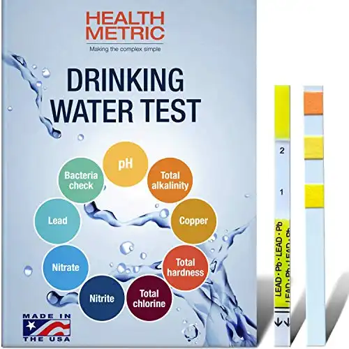 Drinking Water Test Kit for Home Tap and Well Water - Easy to Use Testing Strips for Lead Bacteria pH Copper Nitrate Chlorine Hardness and More | Made in The USA in Line with EPA Approved Limits