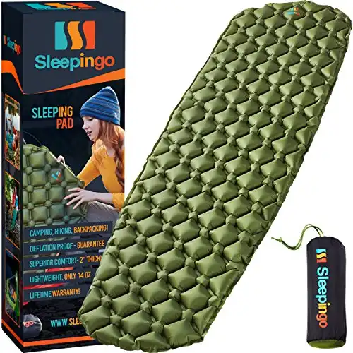 Sleepingo Sleeping Pad for Camping - Ultralight Sleeping Mat for Camping, Backpacking, Hiking - Lightweight, Inflatable & Compact Camping Air Mattress