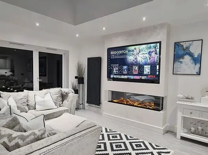 electric fireplace ideas with TV above