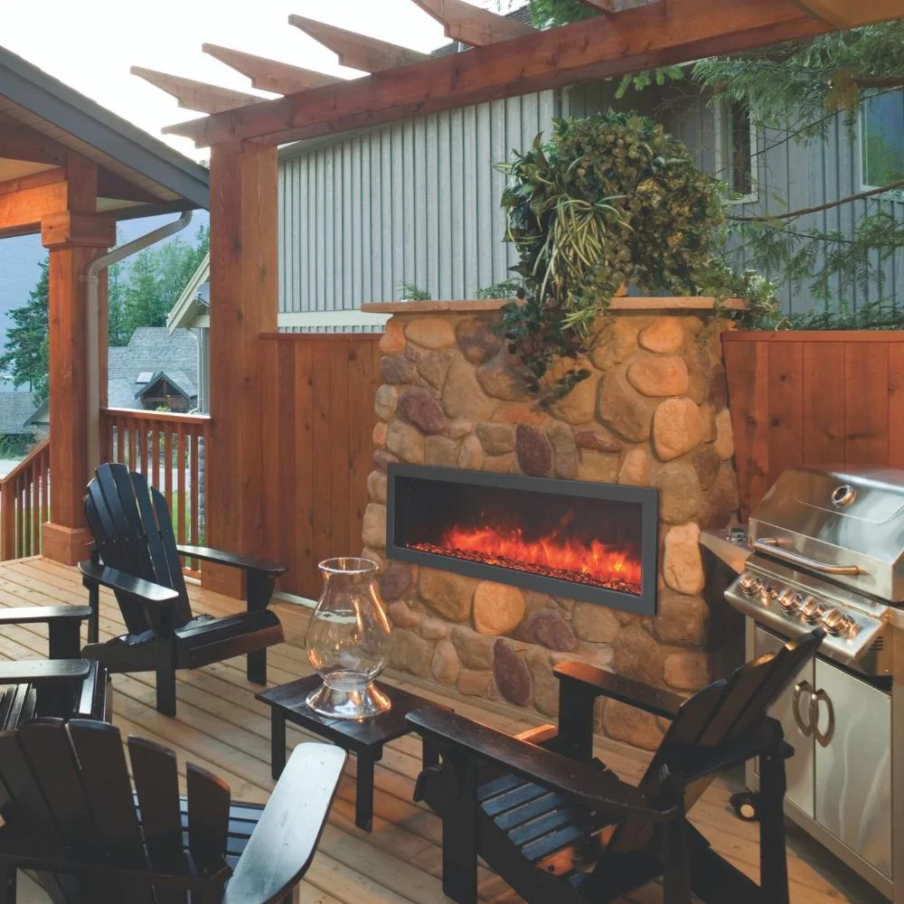 amantii amantii panorama slim 60 built in indoor outdoor electric fireplace bi 60 slim