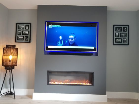 dimplex electric fireplace ideas with TV above
