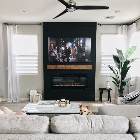 electric fireplace ideas with TV above