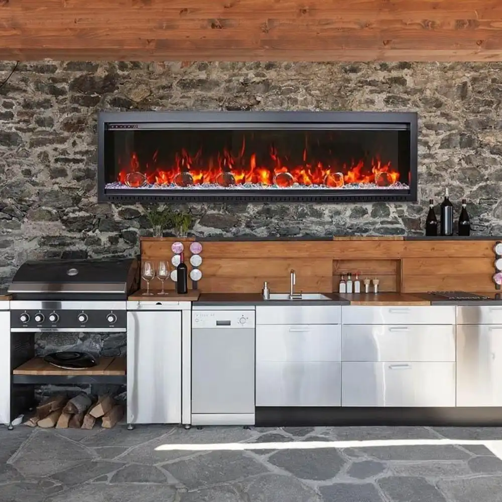 Amantii SYMMETRY Bespoke Built-in Electric Fireplace with WiFi  Modern Blaze