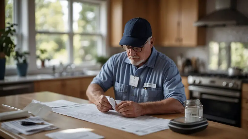 A home inspector collects samples for asbestos testing and analysis